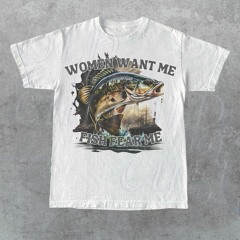 Women Want Me Fish Fear Me Vintage T-shirt, Retro Drawing T Shirt, Meme T Shirt