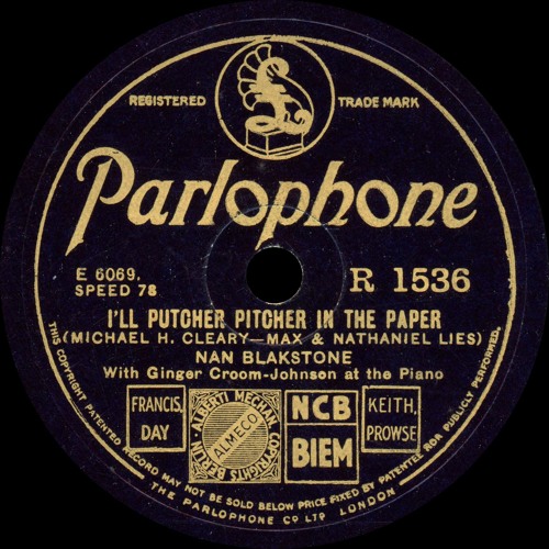 Nan Blakstone - I'll Putcher Pitcher In The Paper - 1933