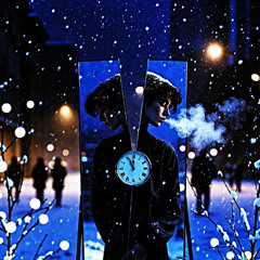 Snow hit the ground, white lights in the