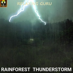 Thunderstorm with sounds of rain, loud thunder and lightning bolts deep in the rainforest at night