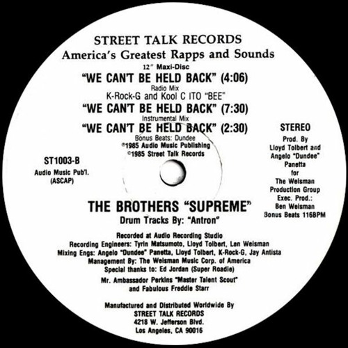 Stream The Brothers Supreme - We Can't Be Held Back by gate76