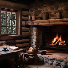 Cozy Cabin Fireplace Ambience Crackling Fire and Snowfall