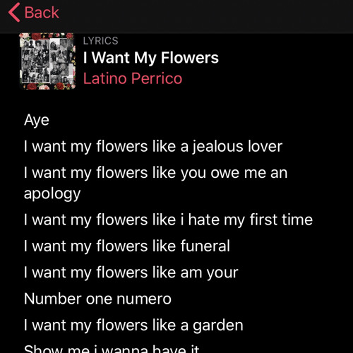 e learning for kindergarten Give Me My Flowers Lyrics Love In Motion