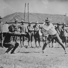 a baseball game in the middle of a battlefield
