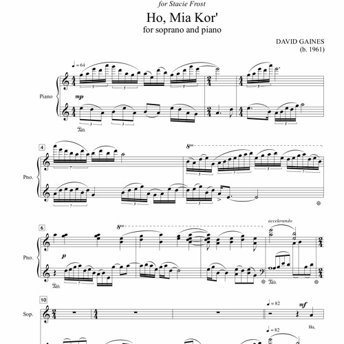 Ho, Mia Kor' (2021) for soprano and piano [flute demo]