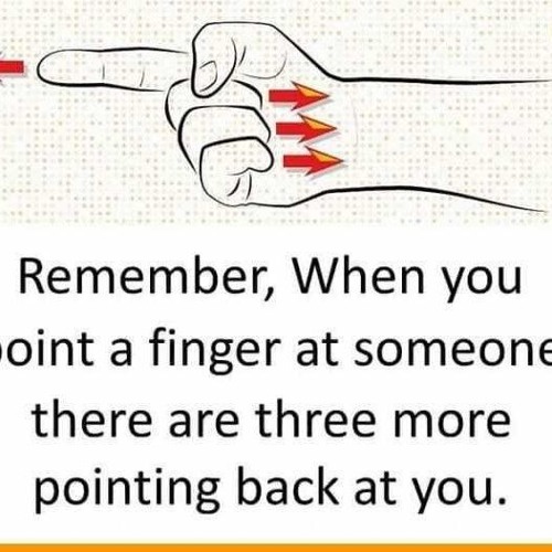 pionting finger ad a unvaxed there wil be three pointing back, i stil talk unvax