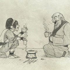 Uncle Iroh shares tea with Toph moonlight on the river end looped