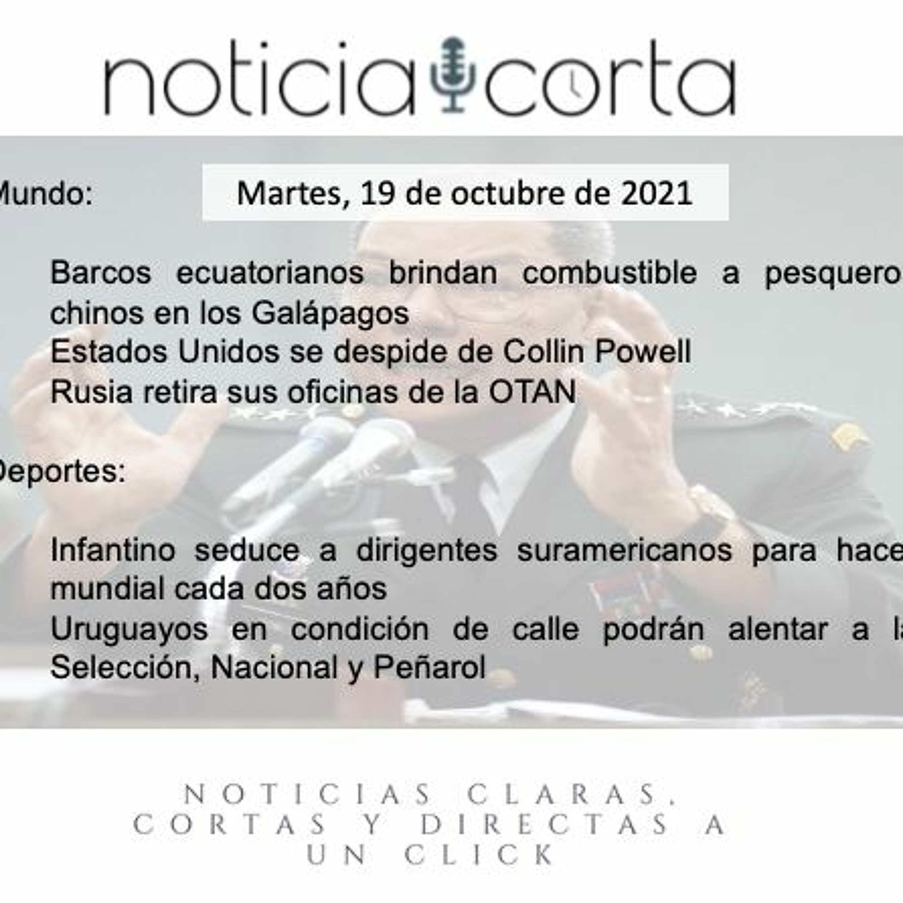Noticia Corta, Martes 19 De Octubre De 2021