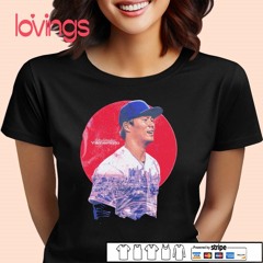 Yoshinobu Yamamoto Los Angeles Dodgers portrait City skyline shirt