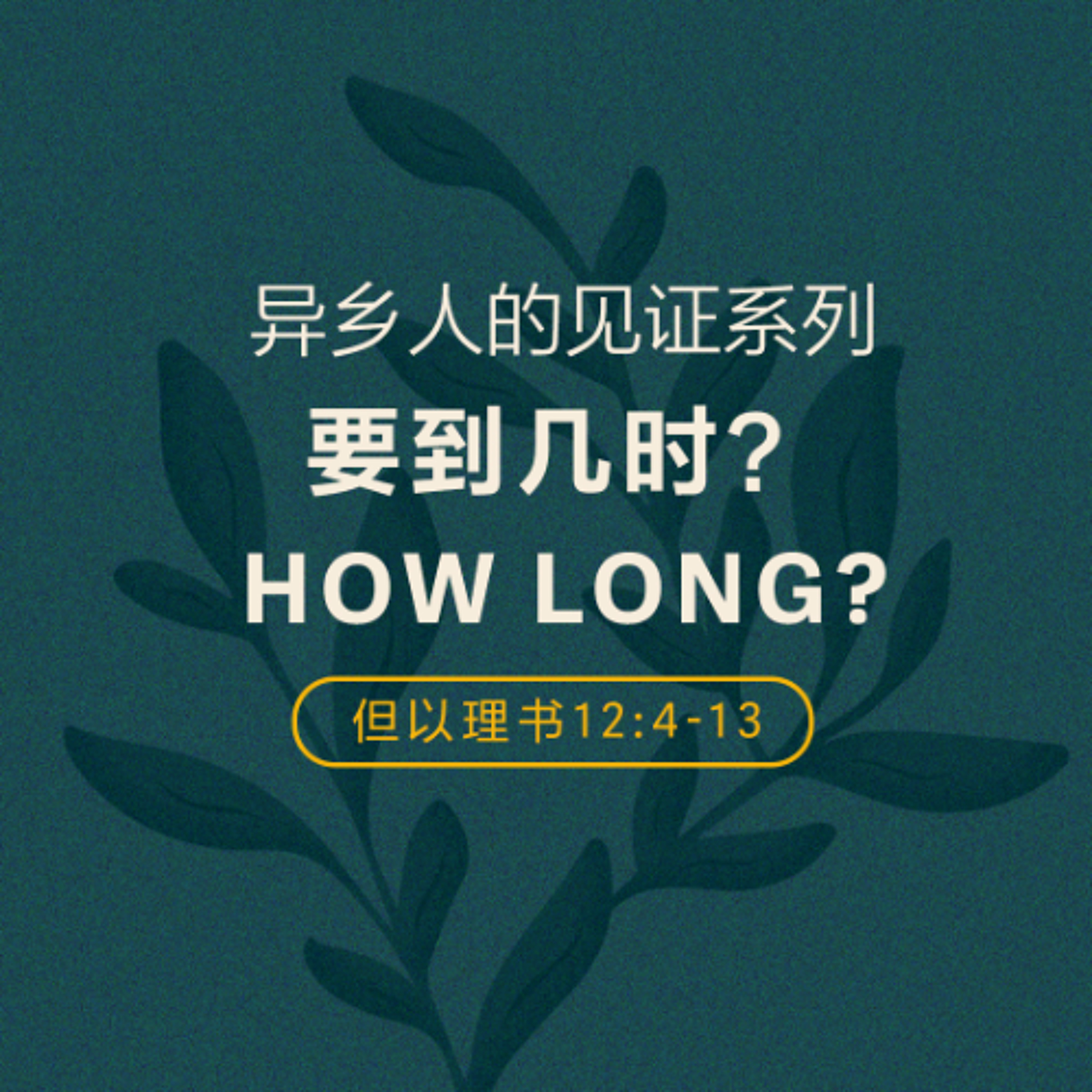 09/07/2025 【异乡人的见证】要到几时？（但 12:4-13） —— 王唯权 牧师