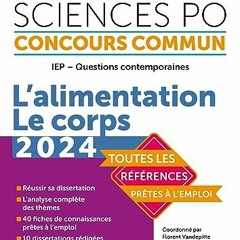 [Télécharger le livre] Tremplin Concours IEP Questions contemporaines 2024: L'Alimentation. Le Cor