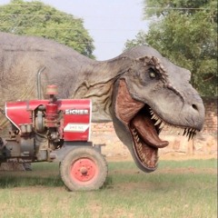 personne marchant dans une forêt à la fin du crétacé avec un tyrannosaure dans les parages