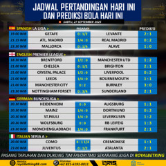 JADWAL & PREDIKSI PERTANDINGAN BOLA HARI INI DI ROYALBETKING