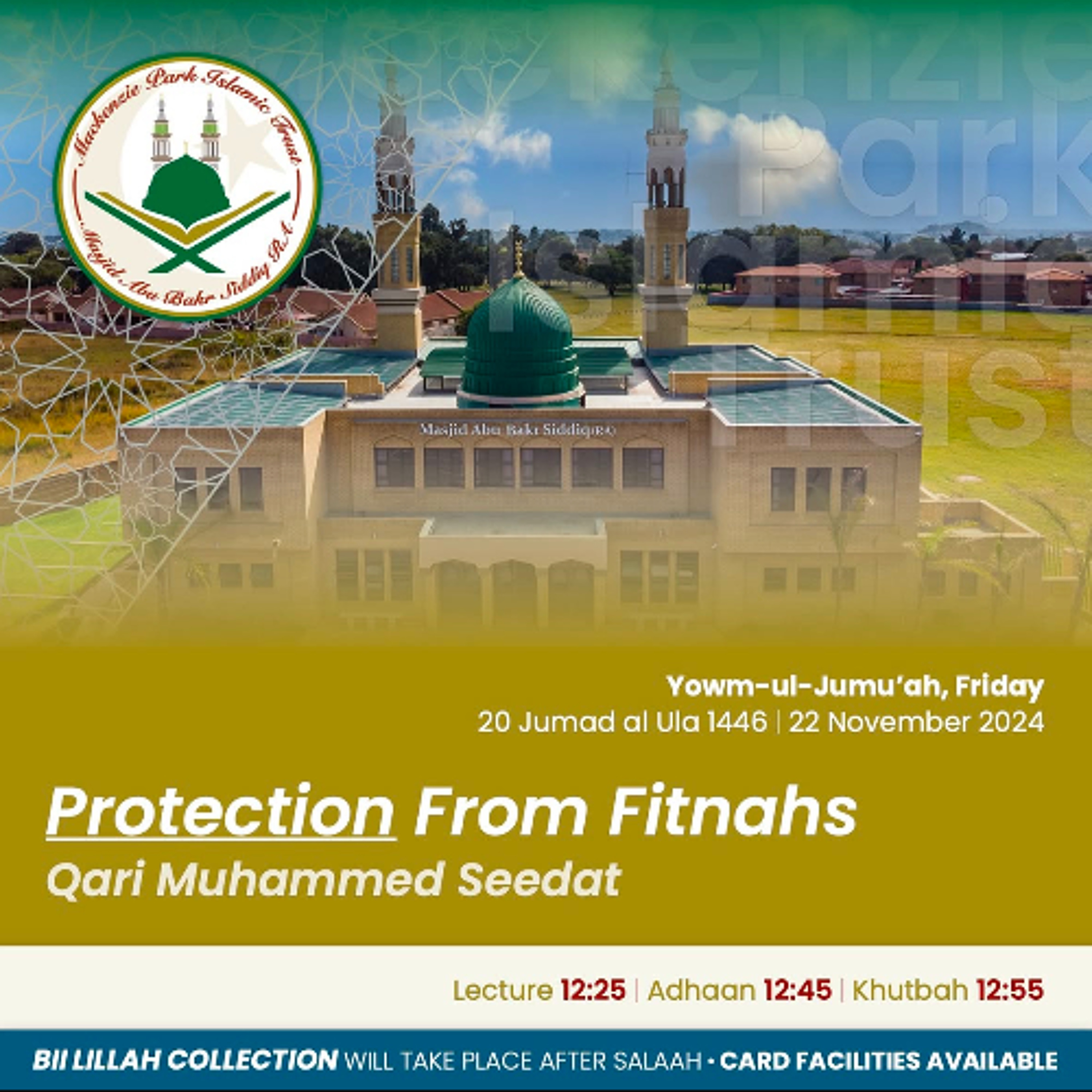 Protection From Fitnahs (22-11-2024) - Qari Muhammed Seedat |  Jummah Lecture episode artwork