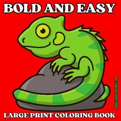 Read ebook [PDF] 💖 Bold and Easy Large Print Coloring Book: Big and Simple Designs. Cute Animals.