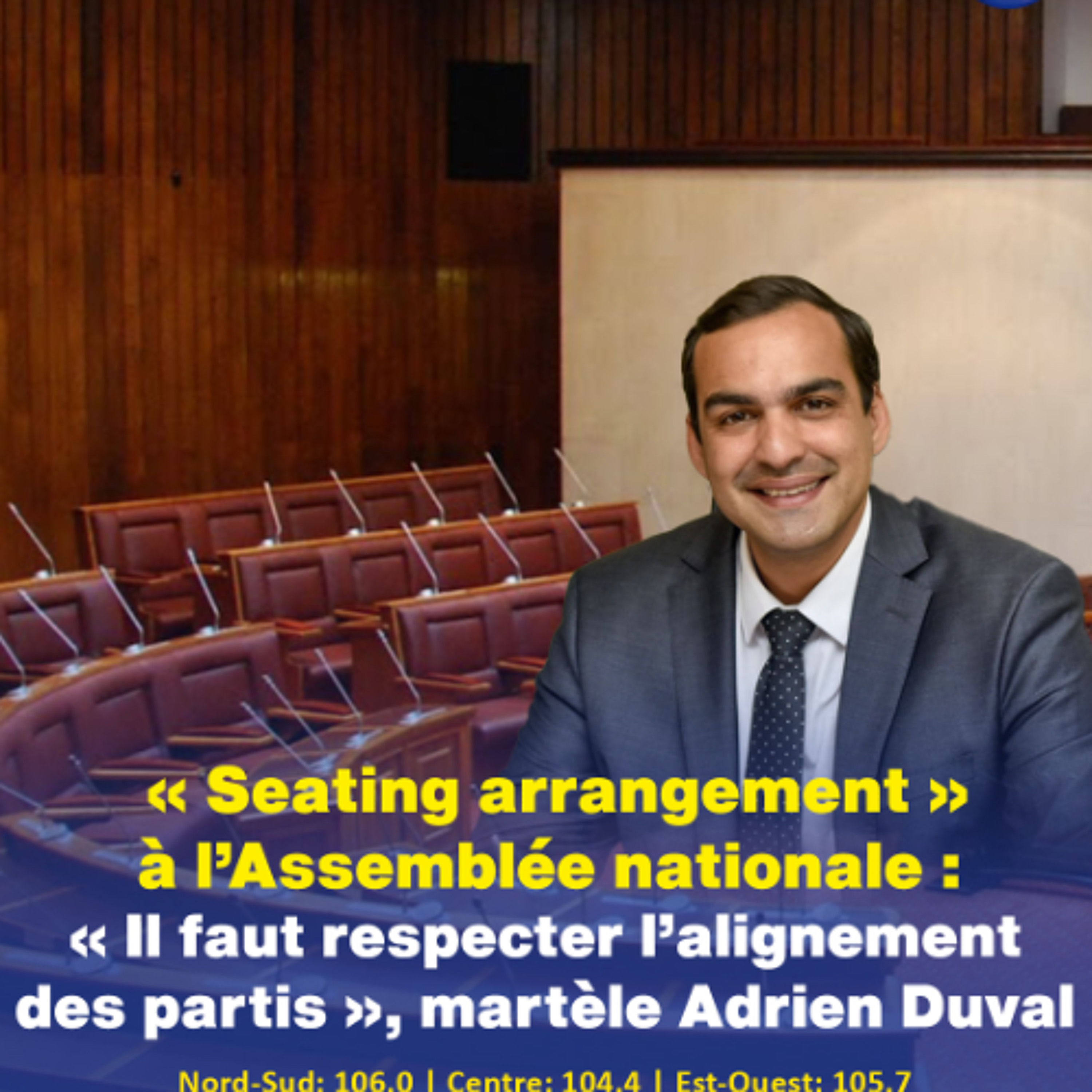 « Seating arrangement » à l’Assemblée nationale : « Il faut respecter l’alignement des partis », martèle Adrien Duval