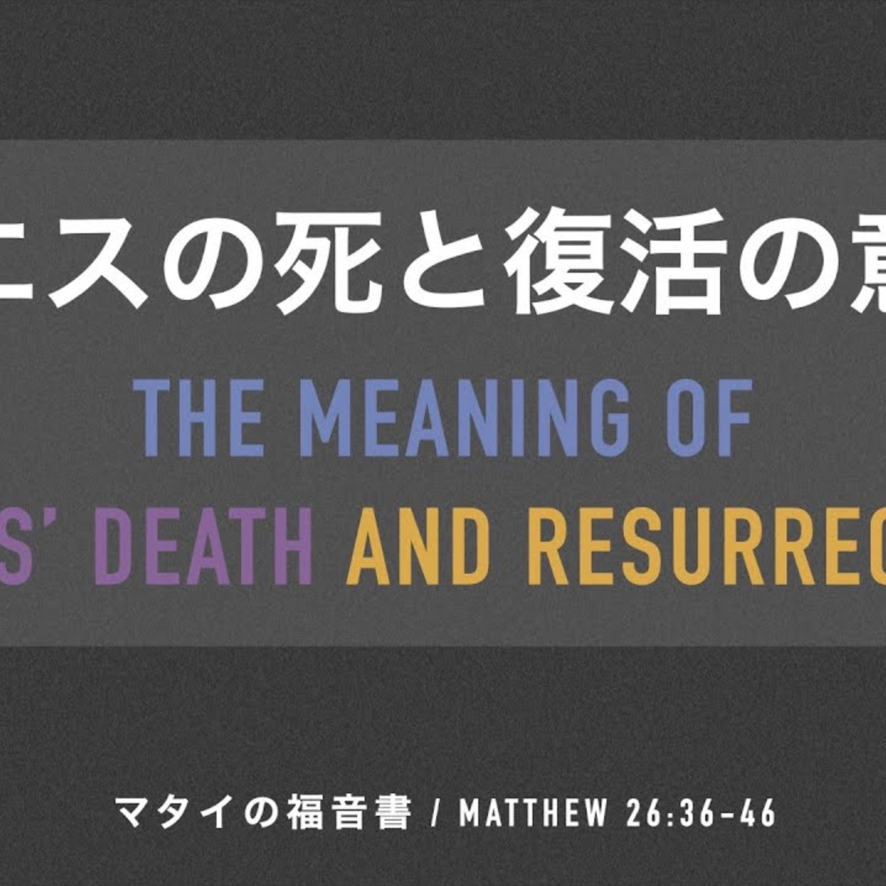 マタイの福音書 / Matthew 26:36-46 イエスの死と復活の意味 The Meaning of Jesus’ Death and Resurrection episode artwork