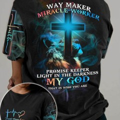 Lion cross light Way maker miracle worker all over printed t-shirt