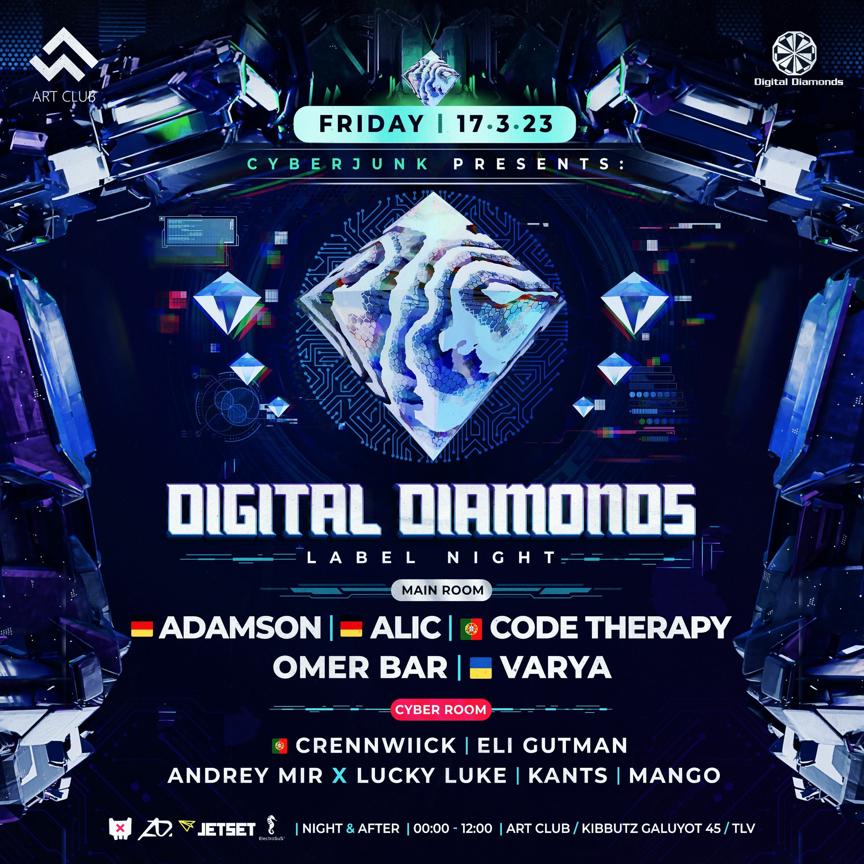 CodeTherapy @ CyberJunk ⟡ Digital Diamonds Label Night 17/3/23 ⟡ ArtClub TLV episode artwork