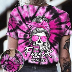 Fuck Cancer Skull Tie Dye All Over Print Shirt