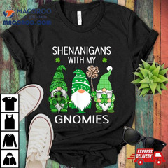 St Patricks Day Lucky Shamrock Leopard Gnomes Irish Women T Shirt