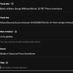 Birds of Mars: Songs Without Words. 12-TET Piano Inventions