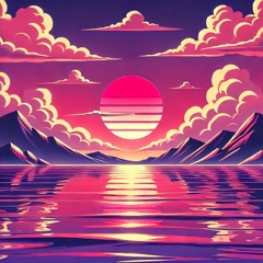 Pink sky and purple water