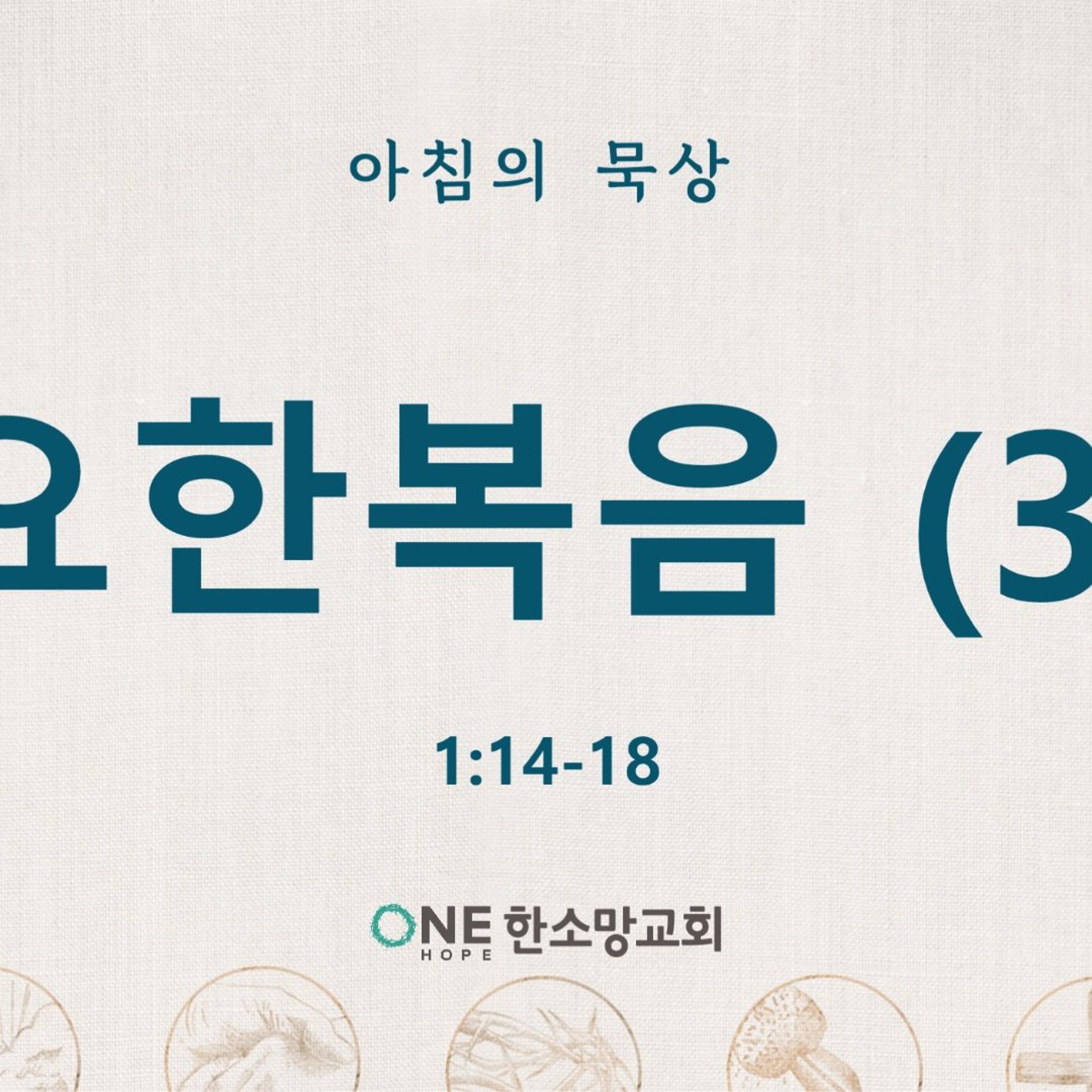 KC  [아침의 묵상] 요한복음 (3) - 소성범 목사 / 요한복음 1:14-18 (2026-9-3) episode artwork