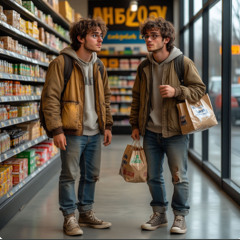 Ernie and Eddie Hang Around the Supermarket