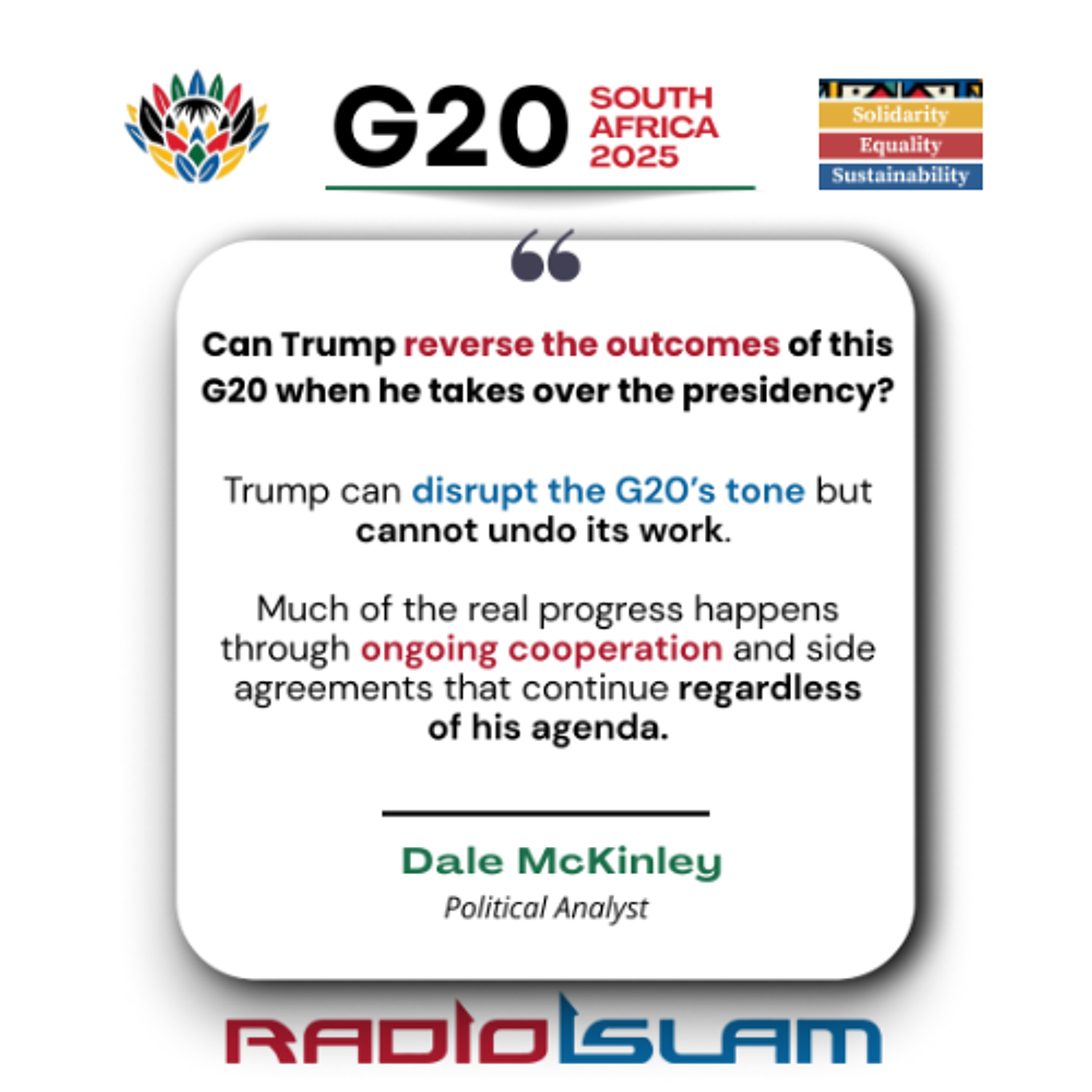 Value, limits, and political dynamics of the G20 - Political Analyst D Mckinley
