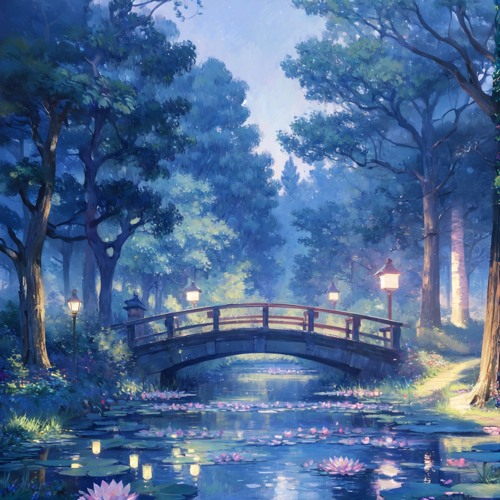 bridge over a pond of water lilies - Max Power, Lenny Loops
