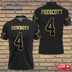 Dallas Cowboys 4 Dak Prescott Black Golden Edition Jersey Inspired Polo Shirt