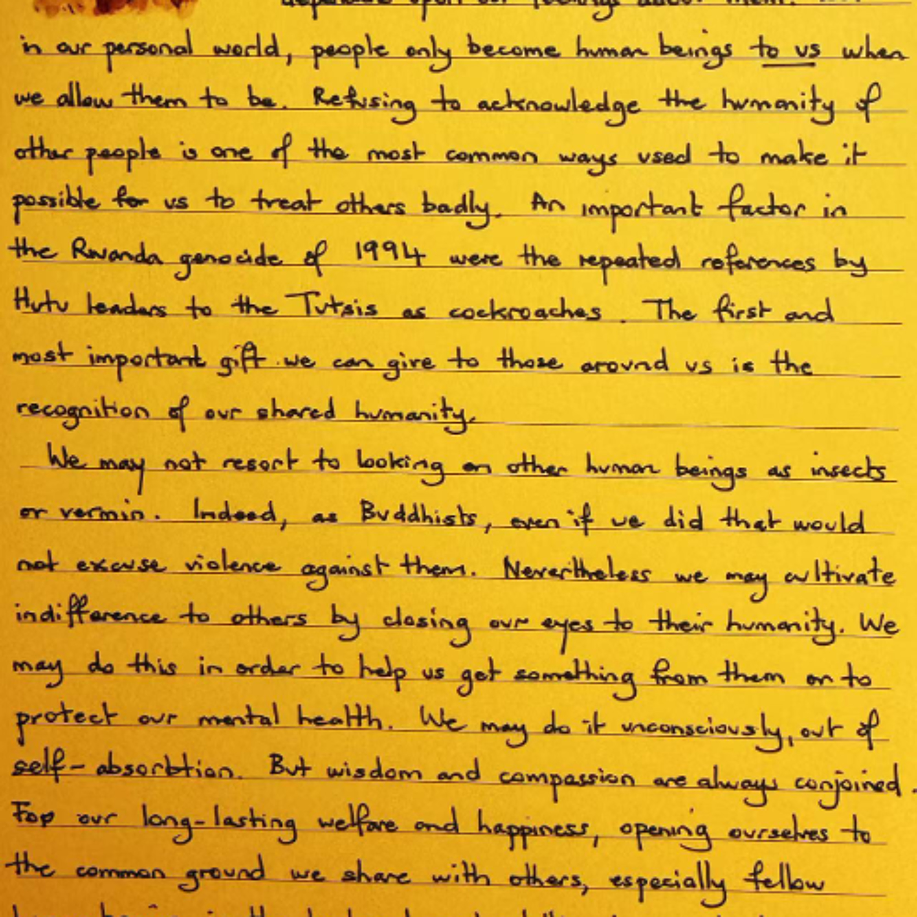 Nutrimento del Cuore - Foglietto Giallo del 22 novembre 2025  sul riconoscere l'umanità condivisa