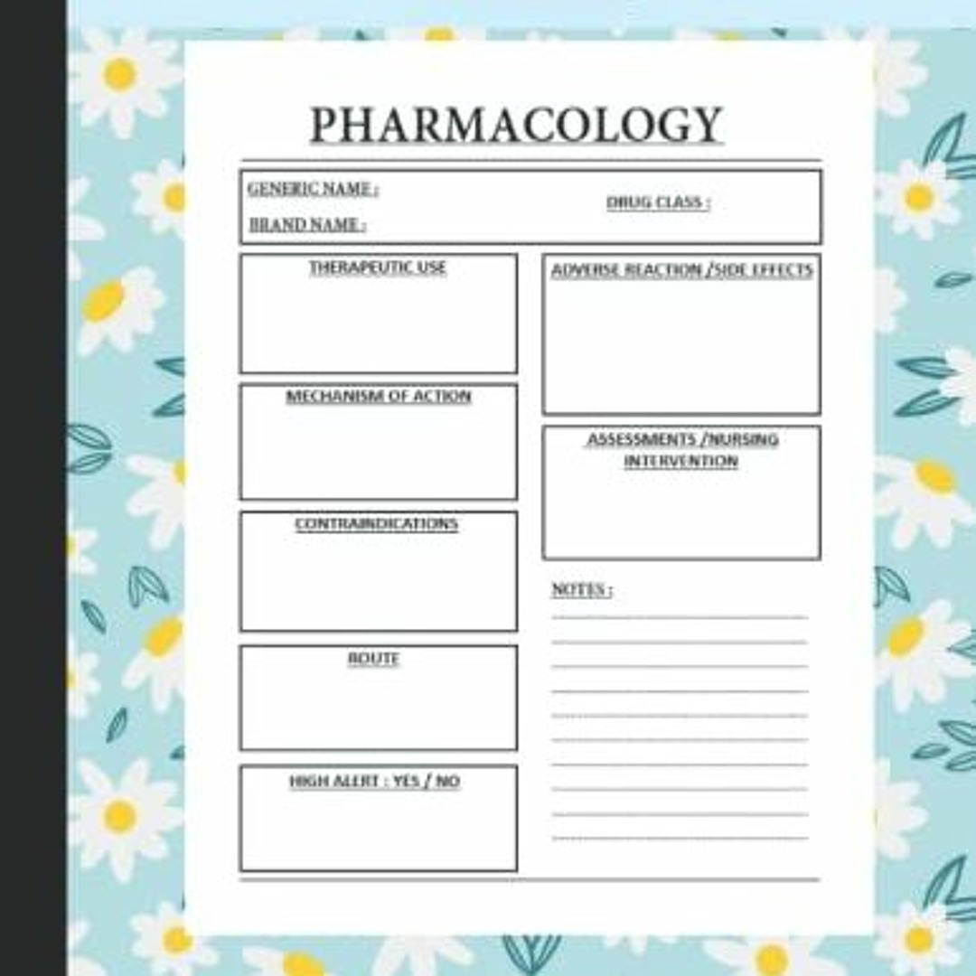 Stream nursing pharmacology blank medication template notebook