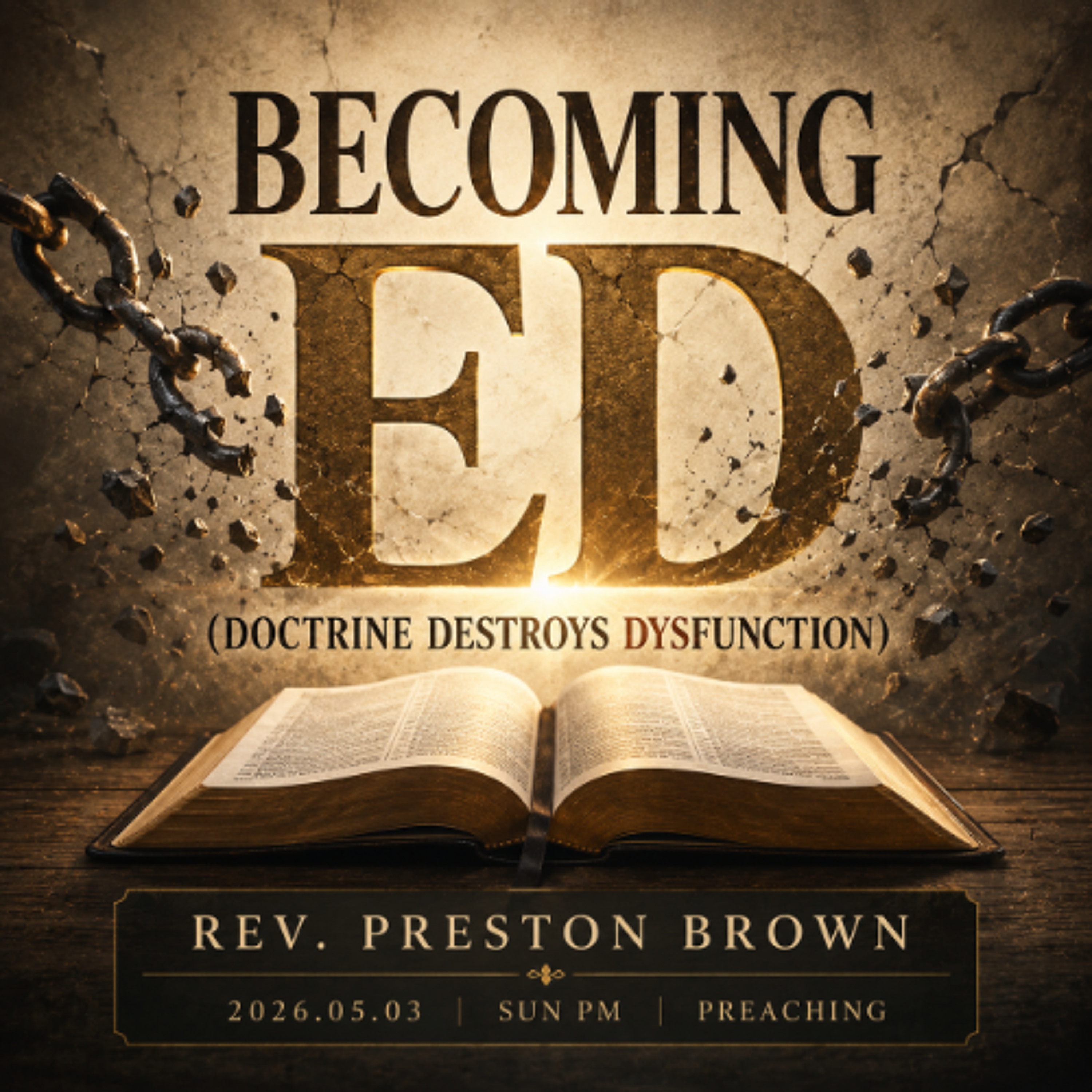 Rev. Preston Brown - 2026.05.03 SUN PM PREACHING - Becoming Ed (Doctrine Destroys Disfunction) episode artwork