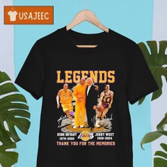 Jerry West 1938-2024 And Kobe Bryant 1978-2020 Legends Los Angeles Lakers Thank You For The Memories Signatures Shirt