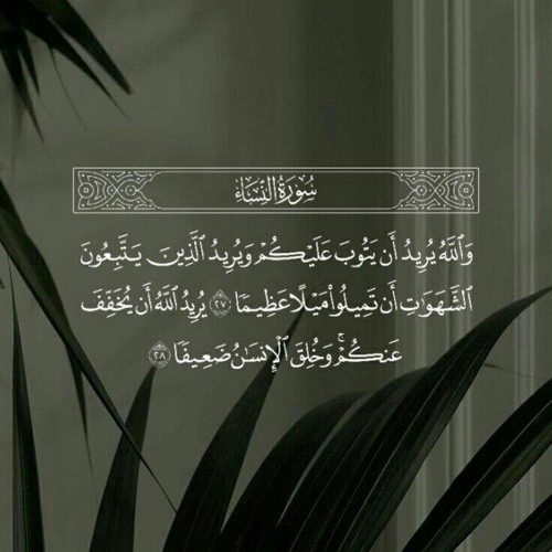 يُرِيدُ اللَّهُ أَن يُخَفِّفَ عَنكُمْ ۚ وَخُلِقَ الْإِنسَانُ ضَعِيفًا 🤍