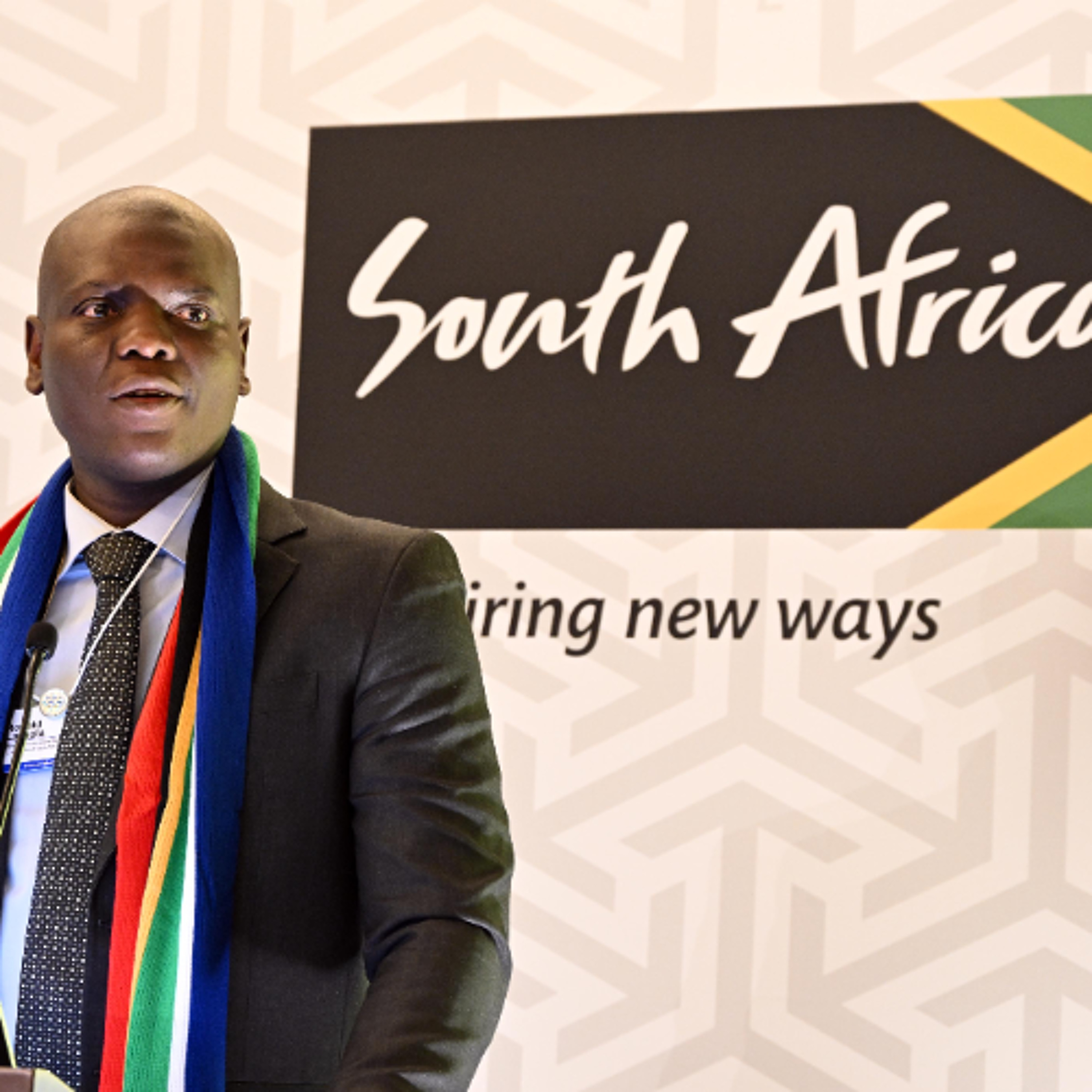 Minister Ronald Lamola speaks at the South African Night Reception hosted by Brand South Africa in Davos, Switzerland
