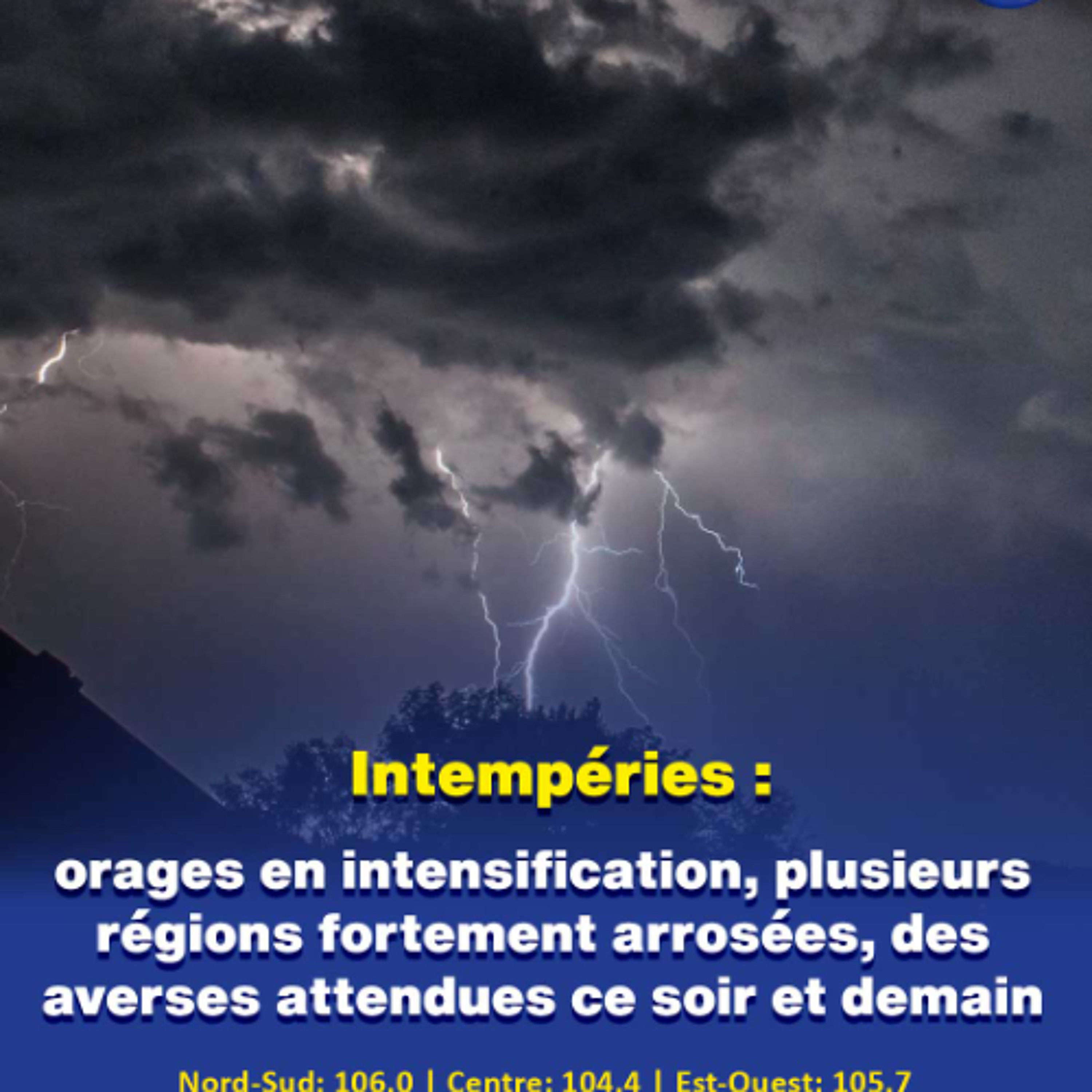 Intempéries : orages en intensification, plusieurs régions fortement arrosées, des averses attendues ce soir et demain