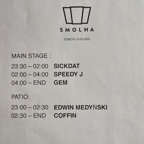 Sickdat @ Smolna: Speedy J, 10.05.2025