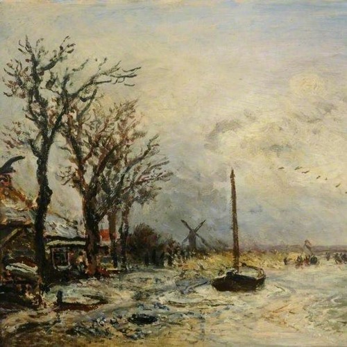 Coast Scene with Windmills by Johan Barthold Jongkind