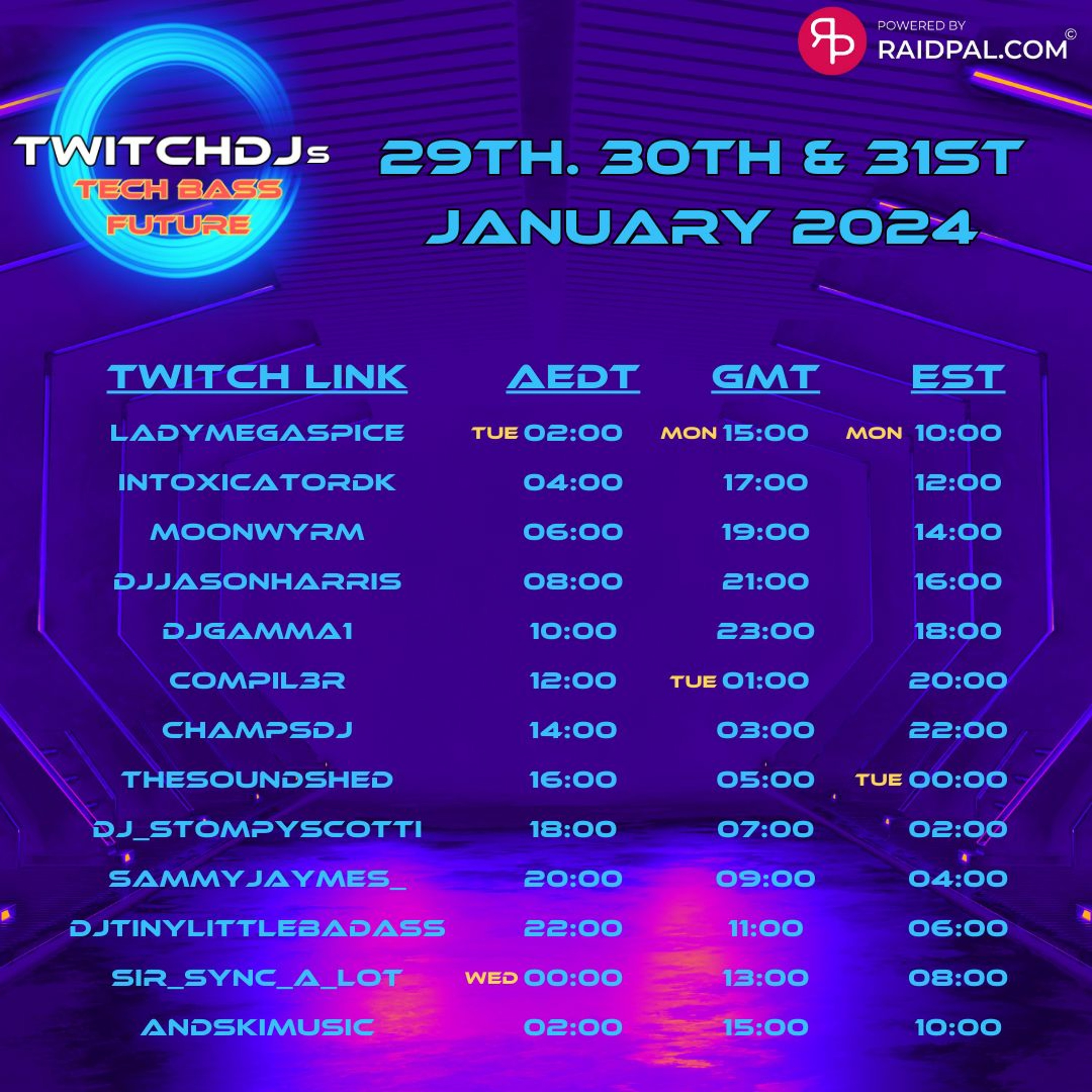 Twitch djs Tech house raid train