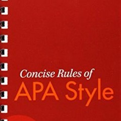 [Get] EBOOK EPUB KINDLE PDF Concise Rules of APA Style by  American Psychological Ass