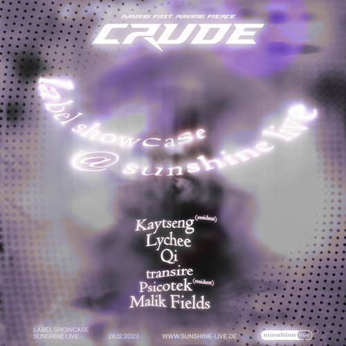 ✼ ҉ CRUDE take over w/ Malik Fields @ sunshine live radio ~ 26.12.23 ✼ ҉