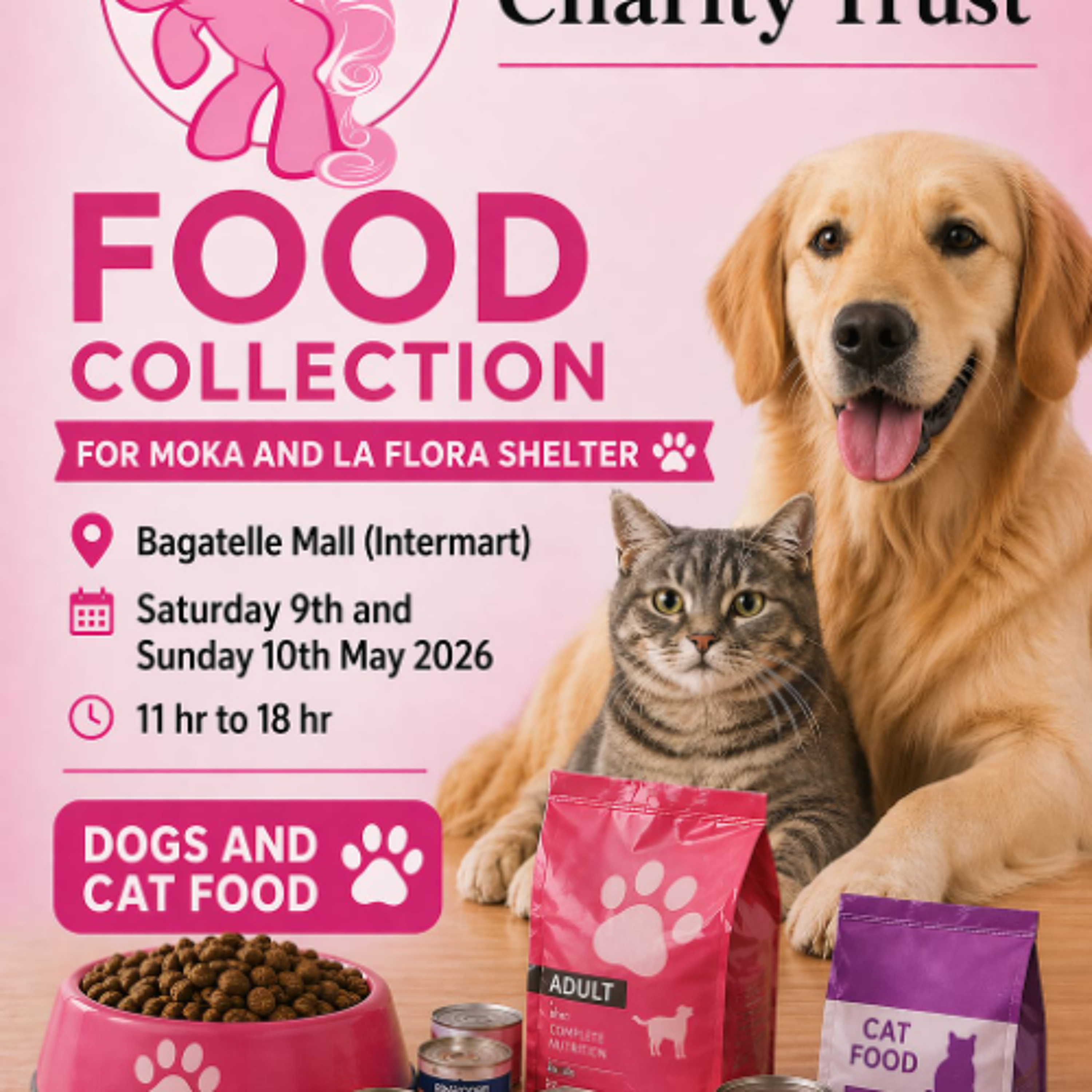 Pink Pony Charity Trust organise une grande collecte de nourriture ce samedi et dimanche à Intermart Bagatelle
