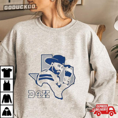 Nfl Dallas Cowboys Football Dak Prescott Player D4k Texas State Map T-Shirt