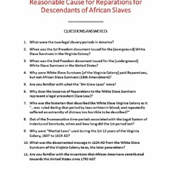 AUDIOBOOK Essay for 'Reasonable Cause for Reparations' for Descendants of African Slaves: White