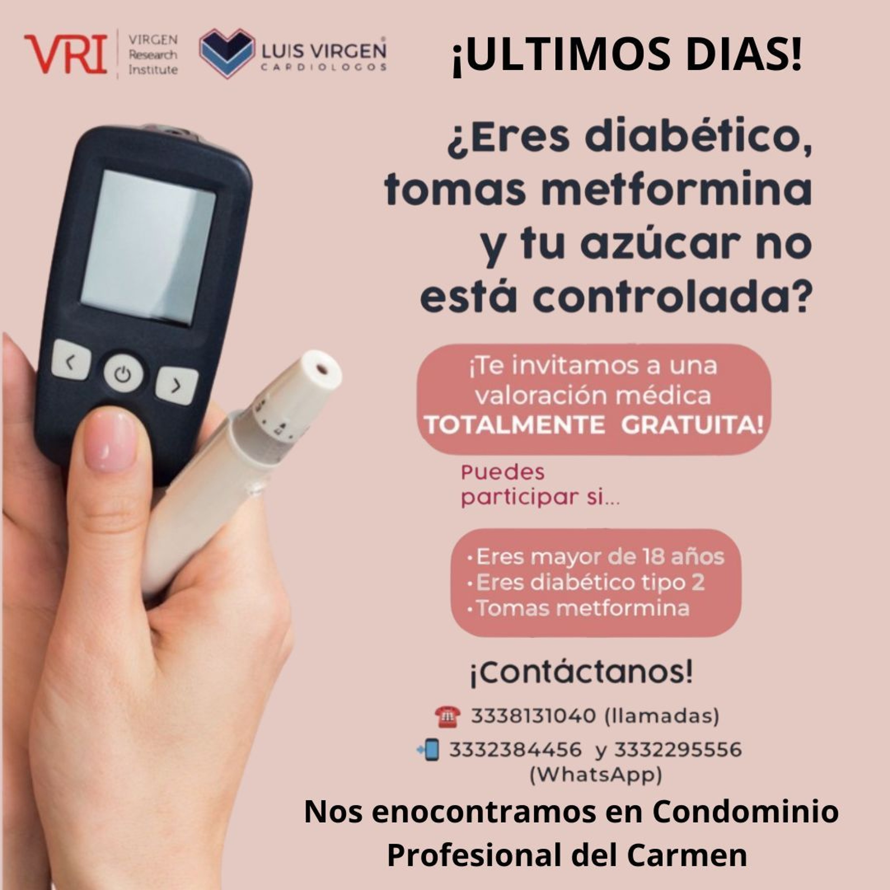 ULTIMOS DIAS PARA INSCRIBIRTE ¿Sufres diabetes? En Virgen Research Institute tienen la solución episode artwork