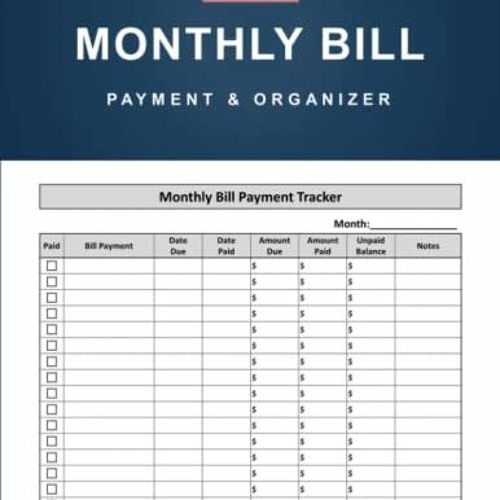 Bill Organizer: Bill and Expense Tracker, Monthly Bill Payment & Organizer, Simple Home Budget Spreadsheet, Monthly Bill Payments Checklist Organizer  Planner