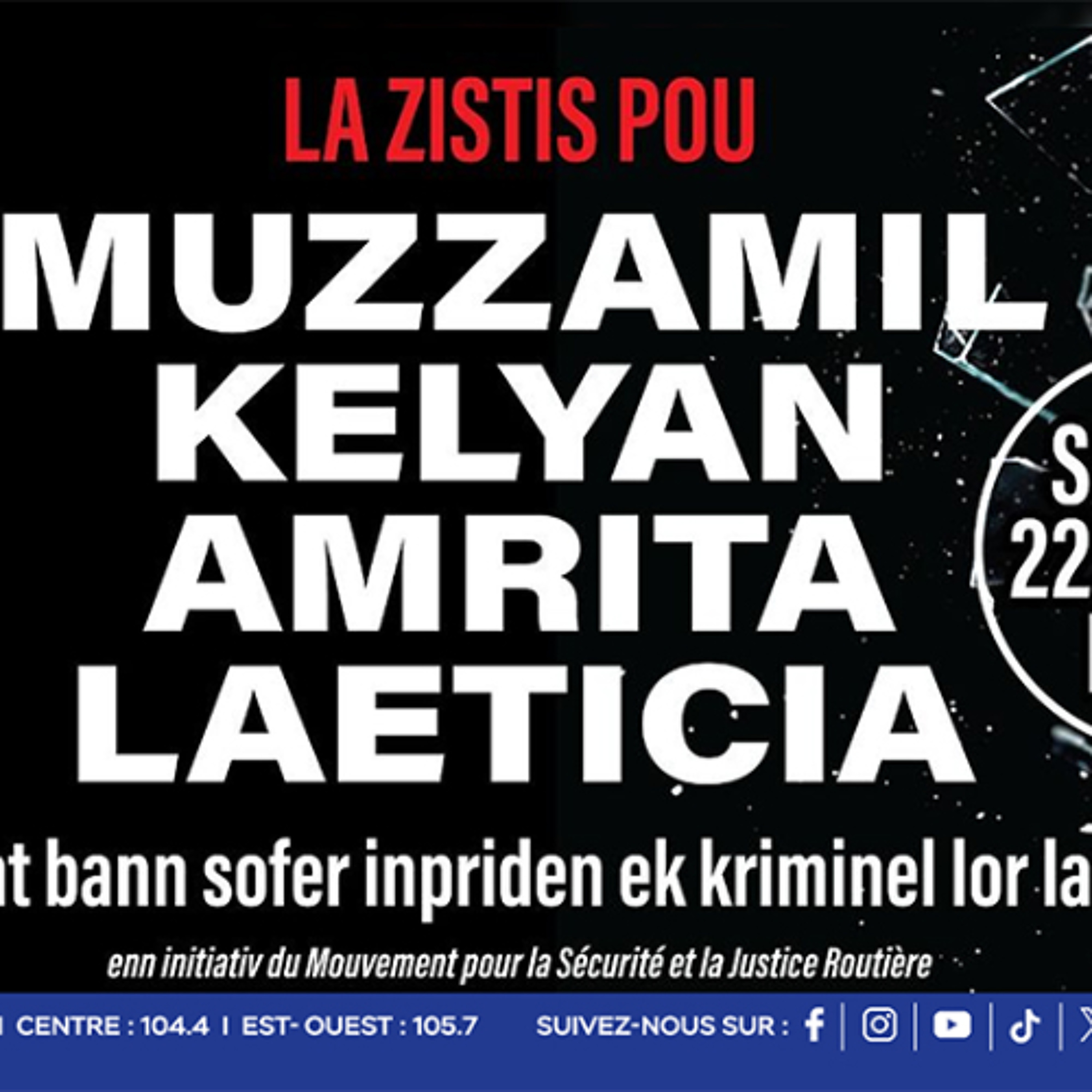 « Asé ! Stop à bann criminel lor la route ! » : une marche pour la justice et la sécurité routière ce samedi à Rose-Hill